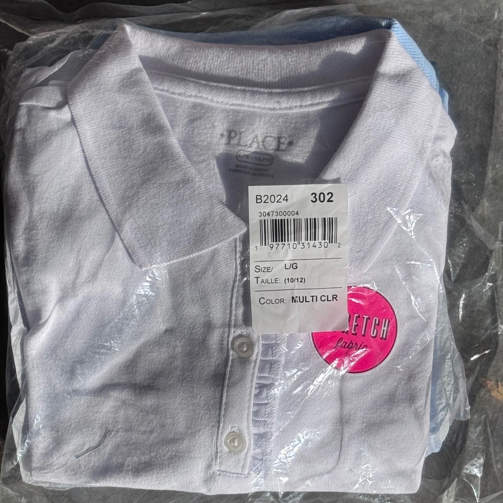 NWT The Childrens‎ Place Girls Polo Shirt Bundle Size L 10/12 White Blue Green